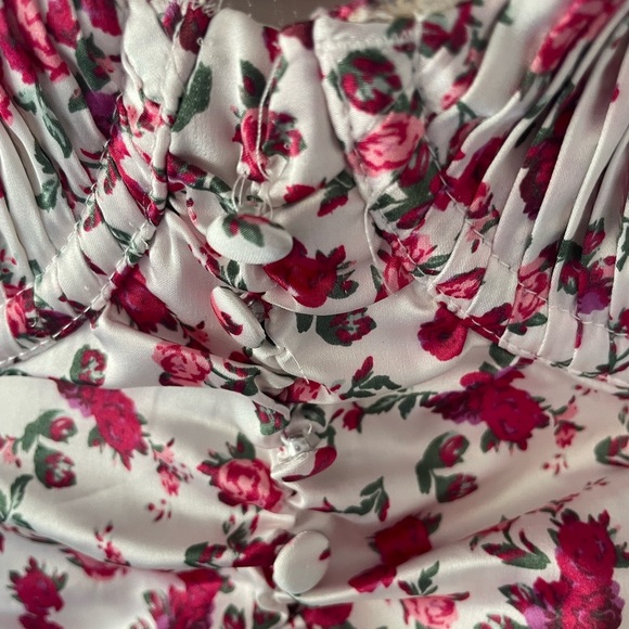 For Love & Lemons Mel rose white red floral bustier cropped top 37431 - Picture 5 of 12